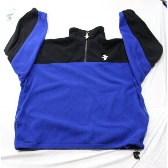 VTG 90s Y2K Pillsbury Doughboy Fleece Pullover Jacket Black & Blue With Zipper X - Picture 1 of 9